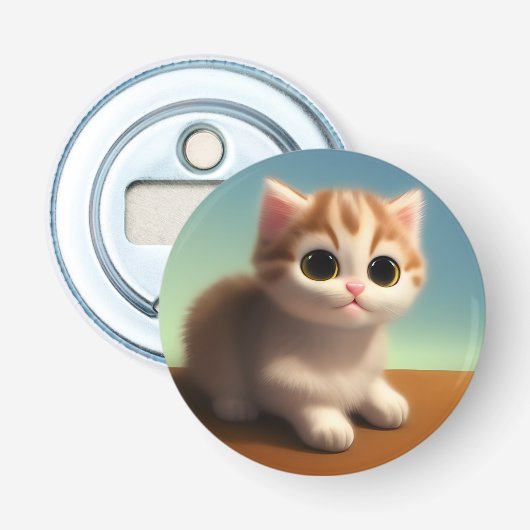 Schattig Kitten Button Flesopener (Voorkant)