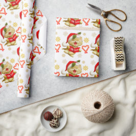 Schattig Kitten dat Kerstliederen Zingt Cadeaupapier