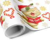 Schattig Kitten dat Kerstliederen Zingt Cadeaupapier (Rol Hoek)