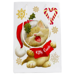 Schattig Kitten dat Kerstliederen Zingt Medium Cadeauzakje