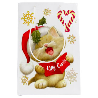 Schattig Kitten dat Kerstliederen Zingt Medium Cadeauzakje