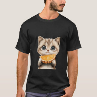 Schattig Kitten dat Oranje Taart Eet Waterverf Kun T-shirt