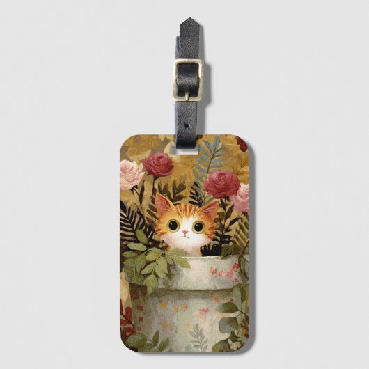Schattig Kitten dat uit een Pot kijkt Bagagelabel (Voorkant (verticaal))