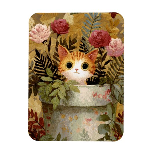 Schattig Kitten dat uit een Pot kijkt Flexibel Magneet (Verticaal)