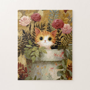 Schattig Kitten dat uit een Pot kijkt Legpuzzel