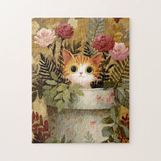 Schattig Kitten dat uit een Pot kijkt Legpuzzel (Verticaal)