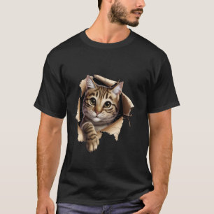 Schattig Kitten Die Uit Gescheurde Stof Kijkt Katt T-shirt
