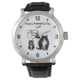 Schattig kitten en chagrijnig kat Vaderdag horloge