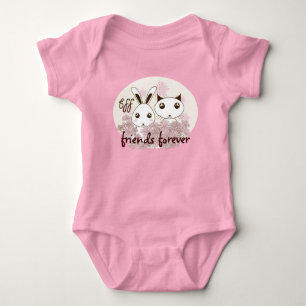 Schattig Kitten en Konijn Dierenvrienden Meisje Ro Romper
