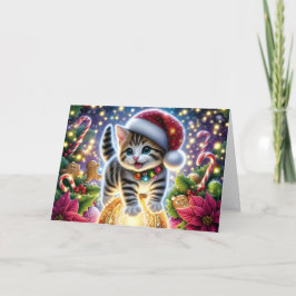 Schattig Kitten en Ornament Kerstmis Feestdagen Kaart