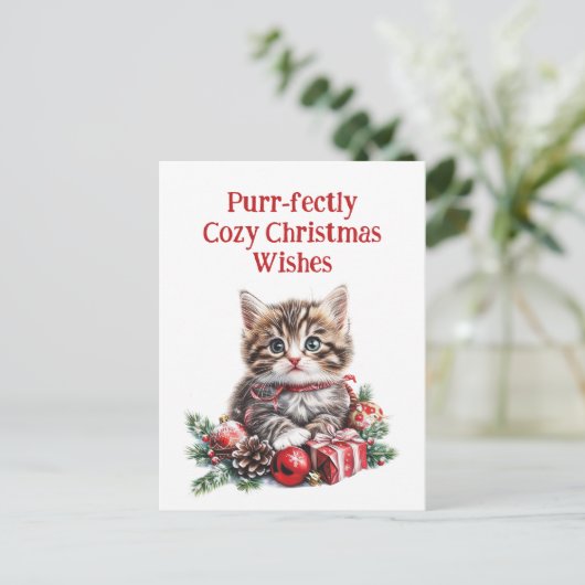 Schattig Kitten Feestdagenkaart (Staand voorkant)