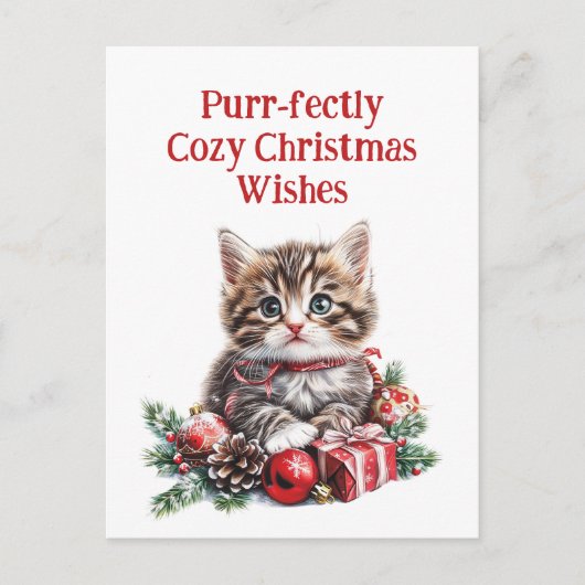 Schattig Kitten Feestdagenkaart (Voorkant)