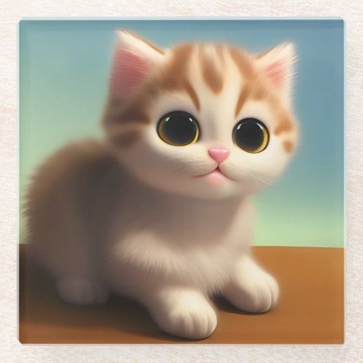 Schattig Kitten Glazen Onderzetter (Voorkant)