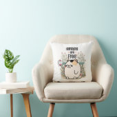 Schattig Kitten "Glimlachen Zijn Gratis" Whimsisch Kussen (Stoel)