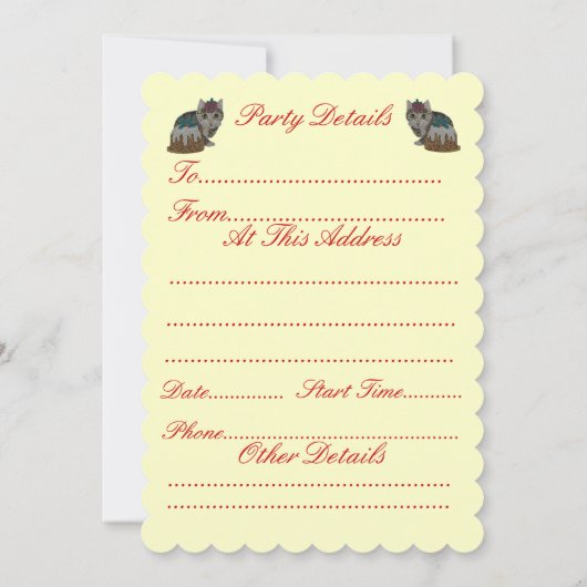 schattig kitten grijs tabby likken poot kerstfeest kaart (Achterkant)