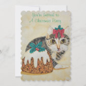 schattig kitten grijs tafeltje door op paw kerst t kaart (Voorkant)