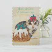 schattig kitten grijs tafeltje door op paw kerst t kaart (Staand voorkant)