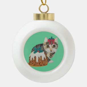 schattig kitten grijs tafeltje door op paw kerst t keramische bal ornament