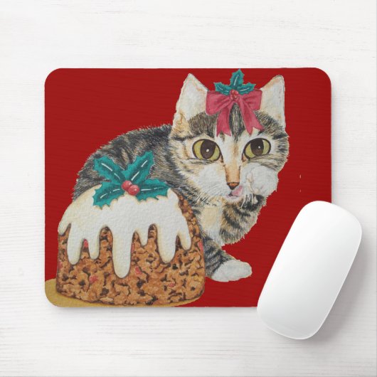 schattig kitten grijs tafeltje door op paw kerst t muismat (Met muis)