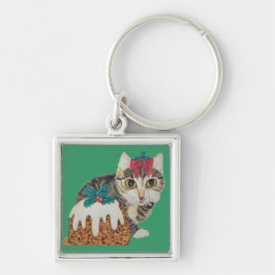 schattig kitten grijs tafeltje door op paw kerst t sleutelhanger
