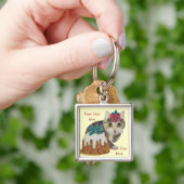 schattig kitten grijs tafeltje door op paw kerst t sleutelhanger (Hand)