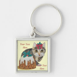 schattig kitten grijs tafeltje door op paw kerst t sleutelhanger