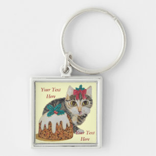 schattig kitten grijs tafeltje door op paw kerst t sleutelhanger