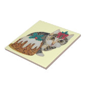 schattig kitten grijs tafeltje door op paw kerst t tegeltje (Zijkant)