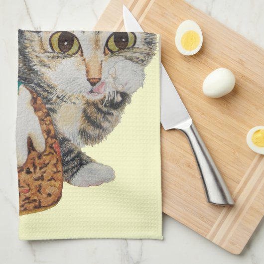 schattig kitten grijs tafeltje door op paw kerst t theedoek (Quarter Fold)