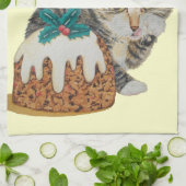 schattig kitten grijs tafeltje door op paw kerst t theedoek (Gevouwen)