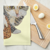 schattig kitten grijs tafeltje door op paw kerst t theedoek (Quarter Fold)