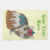 schattig kitten grijs tafeltje door op paw kerst t theedoek (Horizontaal)