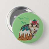 schattig kitten grijs tafeltje door te klikken op  ronde button 7,6 cm (Voorkant /achterkant)