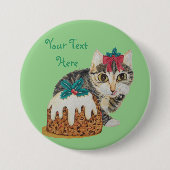 schattig kitten grijs tafeltje door te klikken op  ronde button 7,6 cm (Voorkant)