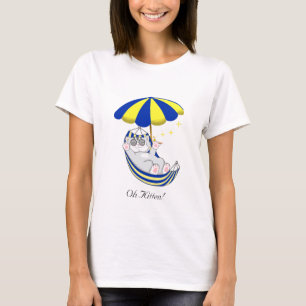 Schattig Kitten in Blauwe & Gele Hangmat T-shirt