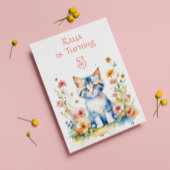 Schattig kitten in bloemen meisje's verjaardagsfee kaart