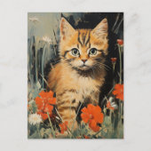 Schattig Kitten in Bloemen  Schilderen Briefkaart (Voorkant)