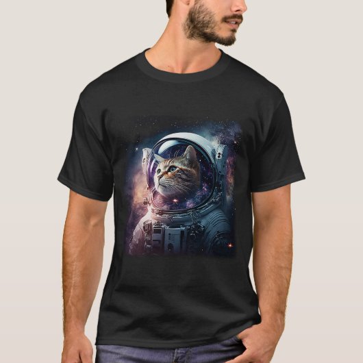 Schattig Kitten In Diepe Ruimte Kat T-shirt (Voorkant)