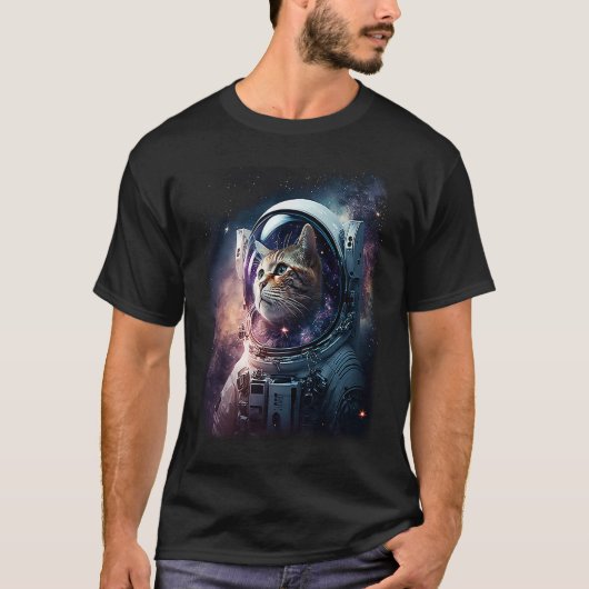 Schattig Kitten In Diepe Ruimte  Kat T-shirt (Voorkant)