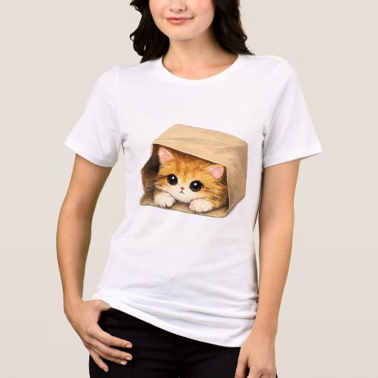 Schattig Kitten in een Kartonnen Doos Tri-Blend Shirt (Voorkant)