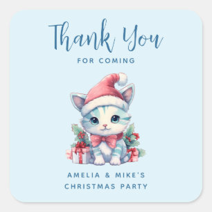 Schattig Kitten in een Kerstmannenhoed Kerstmis Be Vierkante Sticker