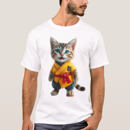 Schattig Kitten in Gele Kimono T-Shirt