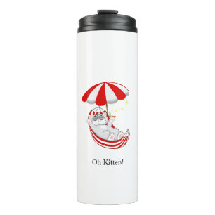 Schattig Kitten in Rood & Wit Hangmat Thermosbeker