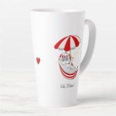 Schattig Kitten in Rood & Wit Hangmatje Latte Mok (Rechterhoek)