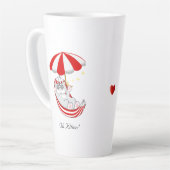 Schattig Kitten in Rood & Wit Hangmatje Latte Mok (Linkerhoek)