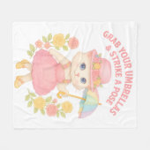 Schattig Kitten in Roze Jurk – Paraplu Pose Fleece Deken (Voorkant (Horizontaal))