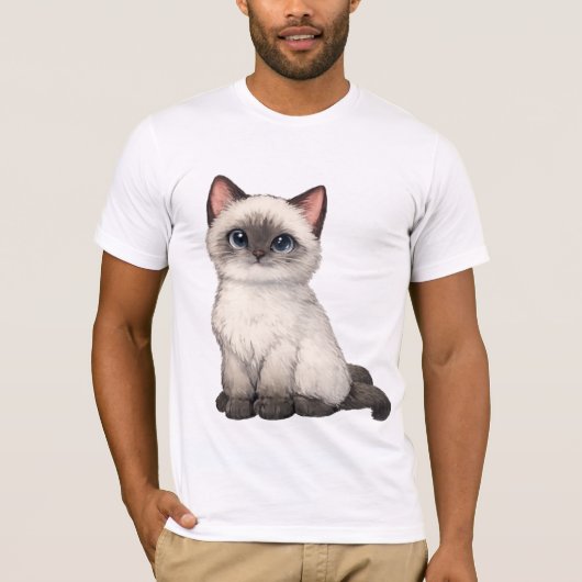 Schattig Kitten in Vis Kom T-shirt (Voorkant)
