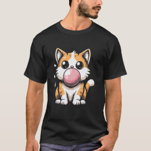 Schattig Kitten Kat Blaast Bubblekauwgom Charme Me T-shirt