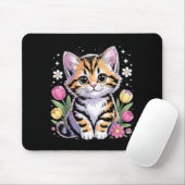 Schattig Kitten Kat Bloem Kawaii Muismat (Met muis)
