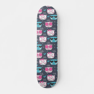 schattig kitten, kat, hoofden, trendy, hipster, le skateboard